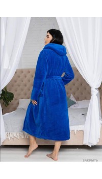 Женский синий махровый халат Woman Romance Style 2101