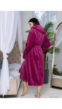 Женский малиновый махровый халат Woman Romance Style 2106